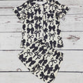 Black Bow Printed Girls Pajamas Set