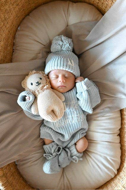 Knit Tie Booties - Sky: Sky / 0-3M